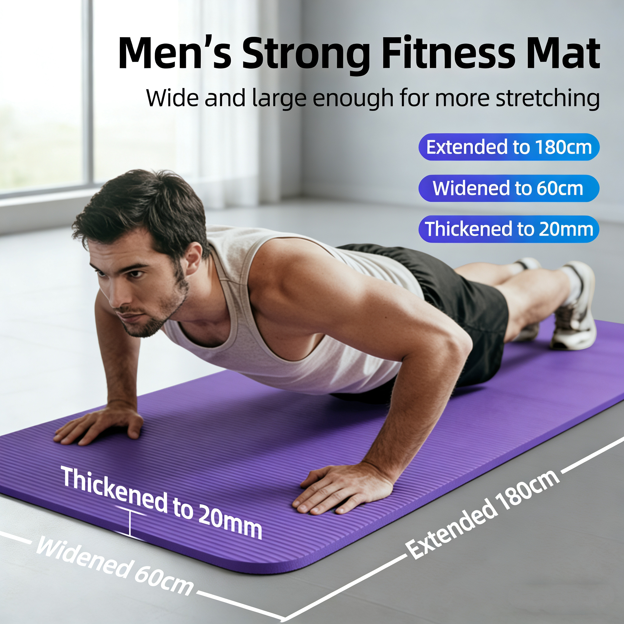 Pilates Yoga Matte - 15-20MM Thick 183×60cm Yoga Mat Anti-skid