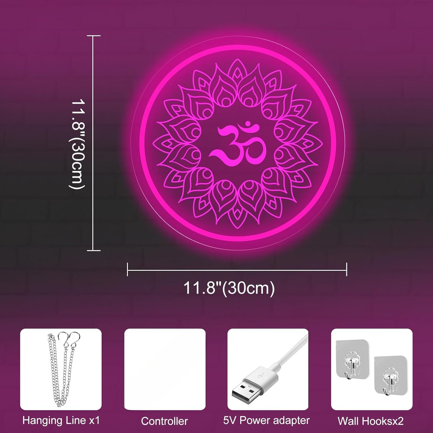 Om Mandala Neon Sign USB Power - Pilates Yoga Room avaliação e preço