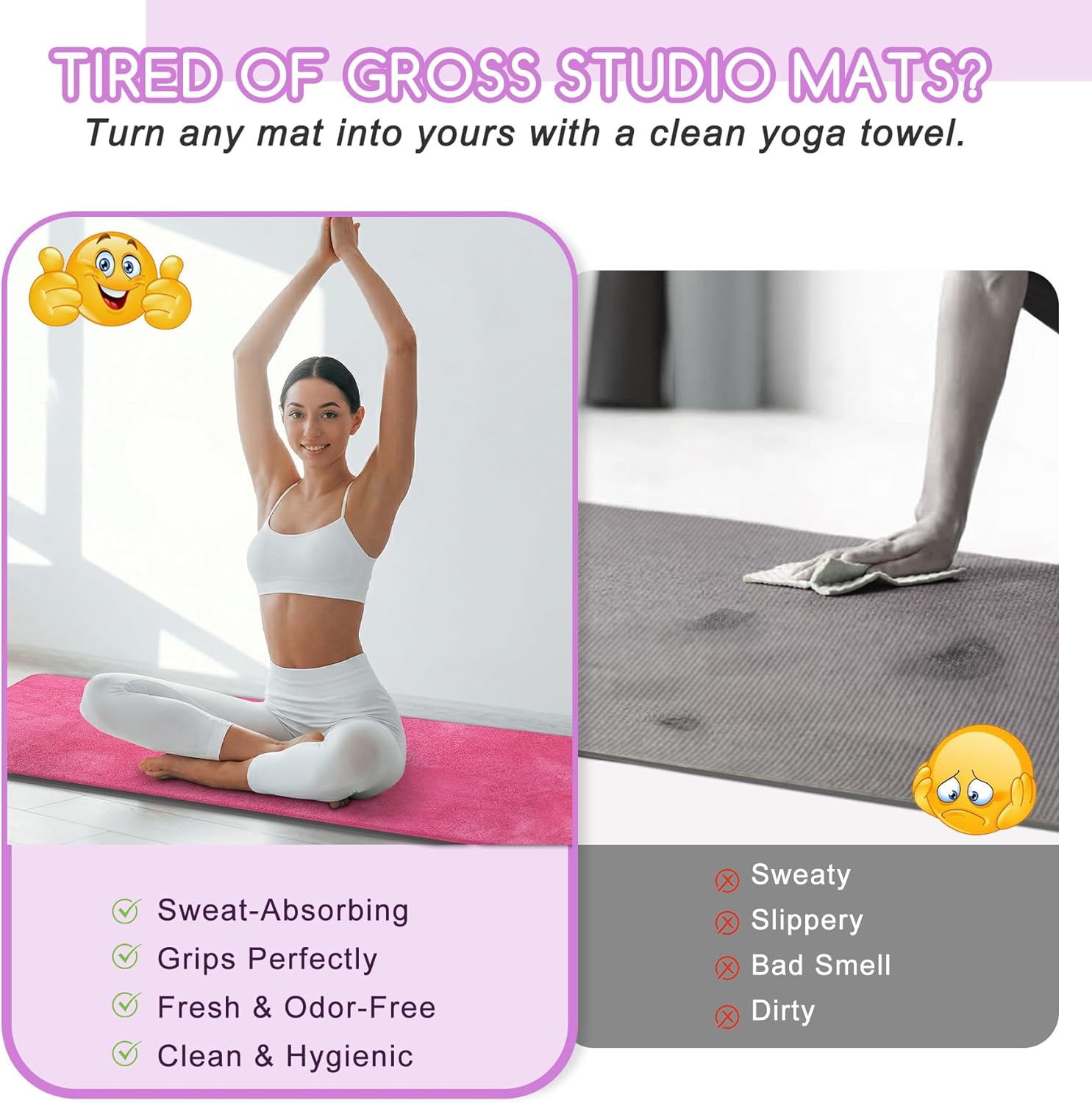 Yoga Mat Towel, Extra Thick 60 - Yoga Pilates Yoga avaliação e preço