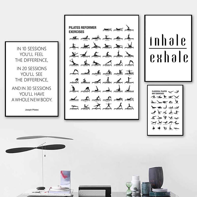 Pilates Workout Chart Poster C - Pilates Yoga Room avaliação e preço