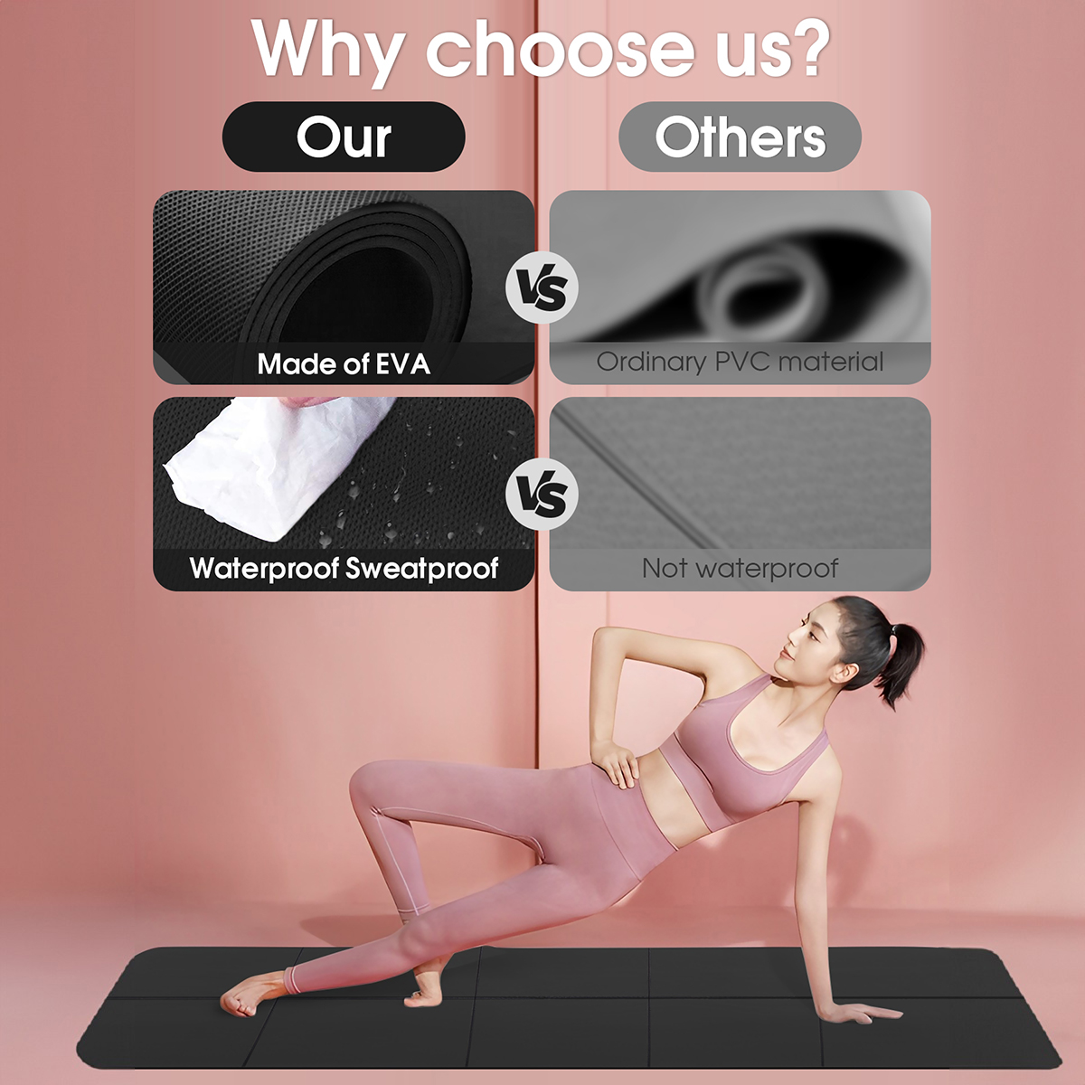 Foldable Yoga Mat Black Eco Fr - Pilates Yoga Matte avaliação e preço
