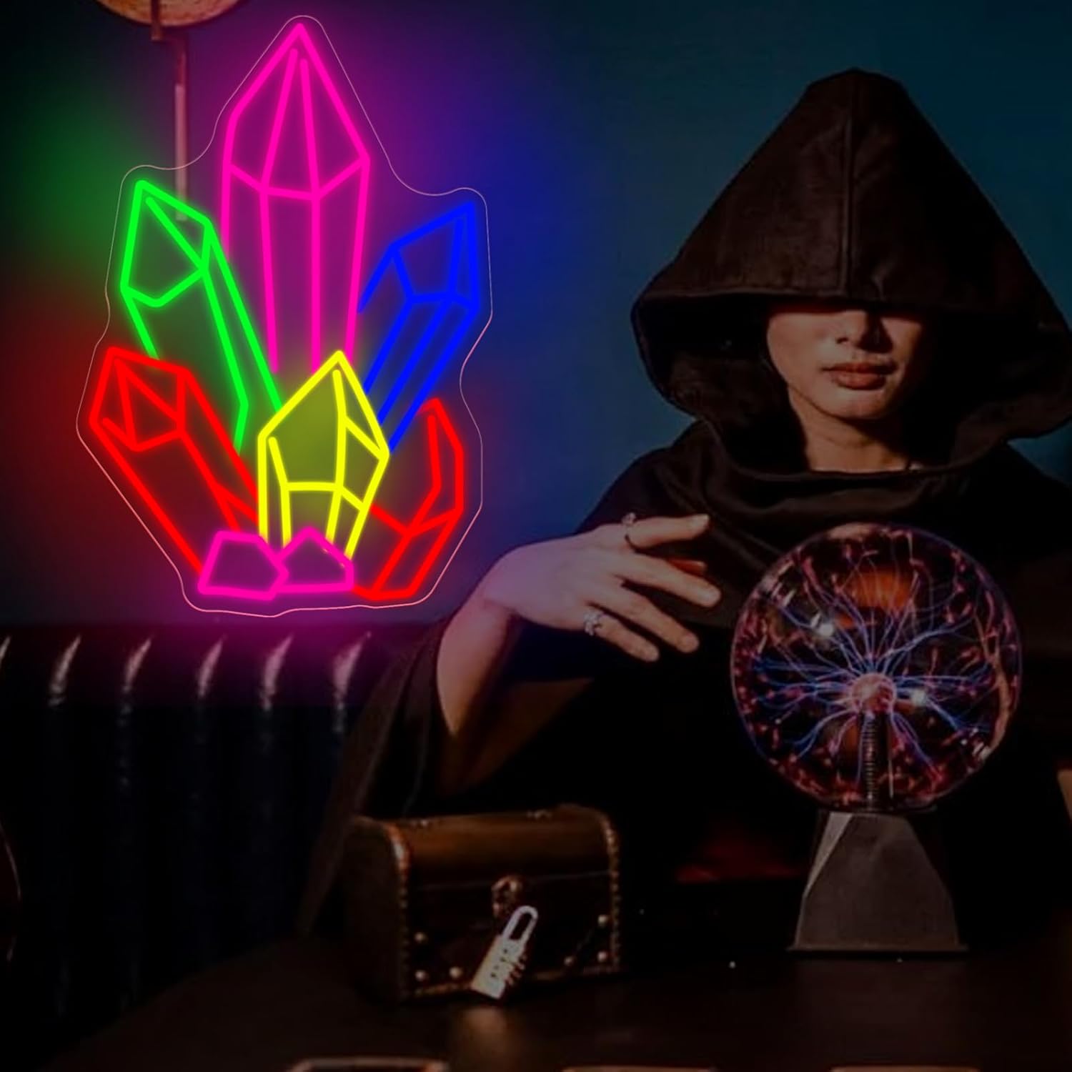 Crystals Stones Tarot Neon Sig - Pilates Yoga Room avaliação e preço