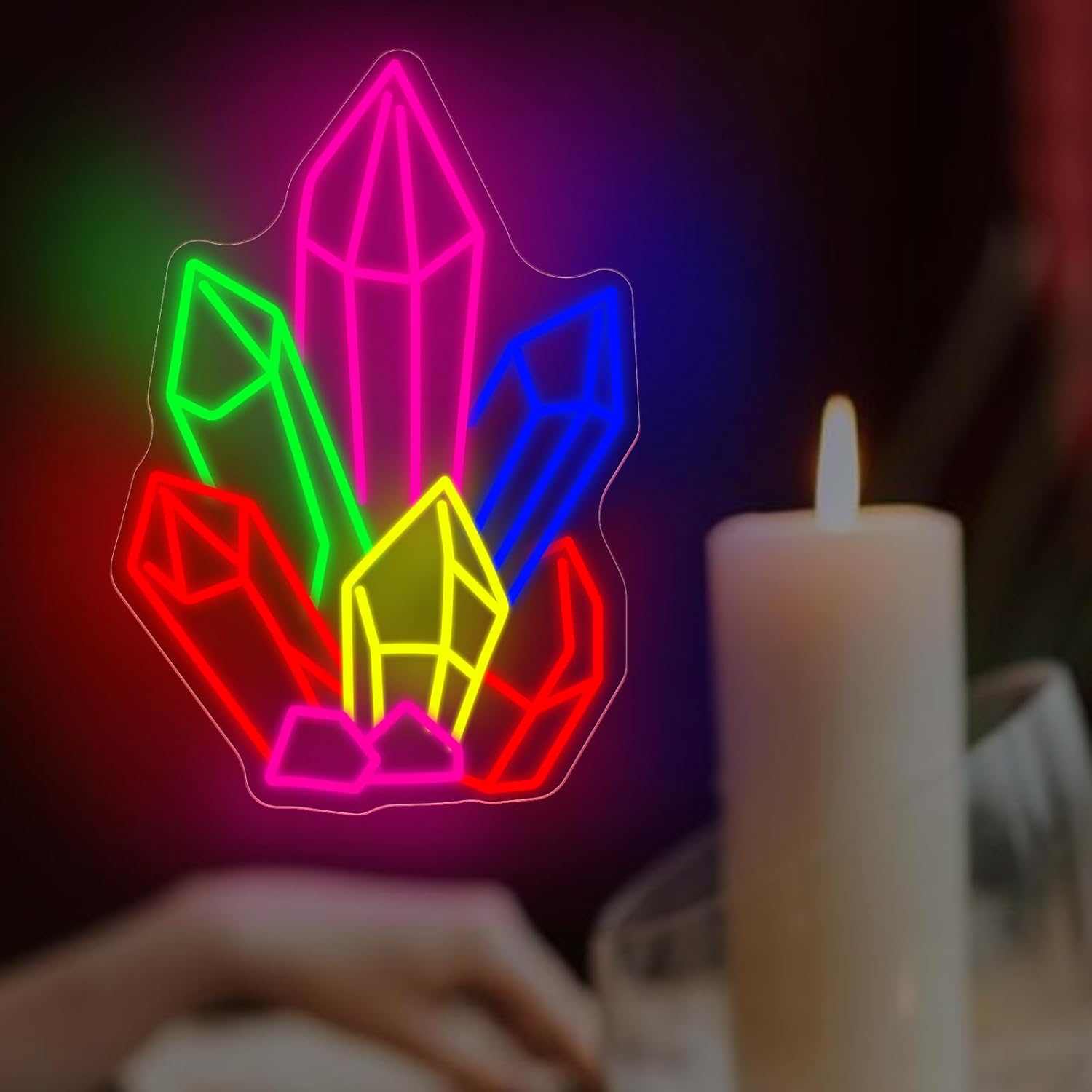 Crystals Stones Tarot Neon Sig - Pilates Yoga Room avaliação e preço